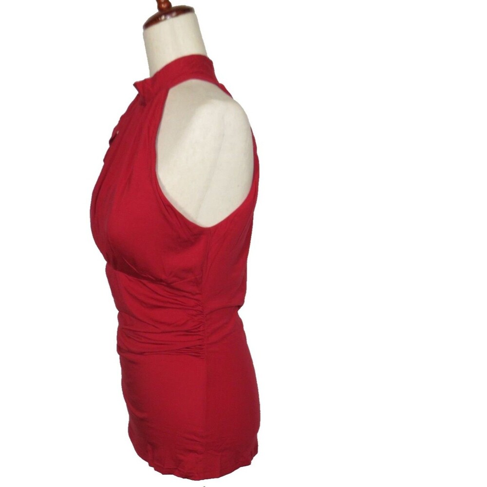 OGL Red Soft Stretchy Tie Neck Ruched Padded Brami Top Size XL - Picture 5 of 8